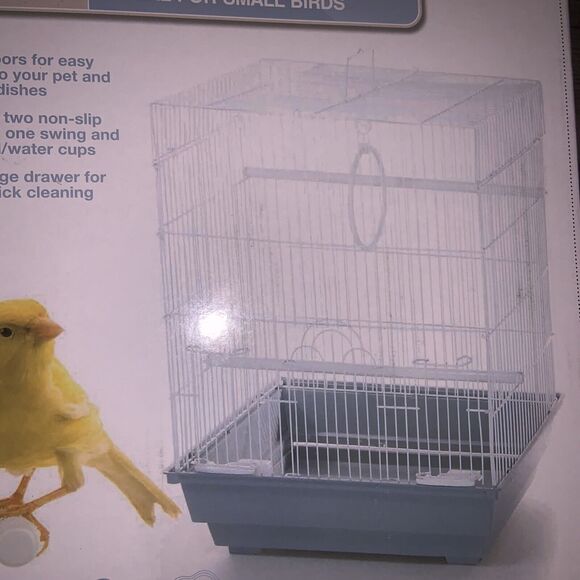 PET CHAMPION 15" SMALL BIRD WIRE HABITAT WITH FLAT ROOF, WHITE *DM - Picture 3 of 9